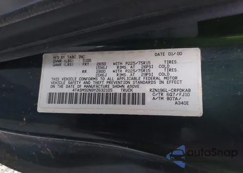 2000 Toyota Tacoma Prerunner from USA, damaged, VIN 4TASM92N9YZ632105